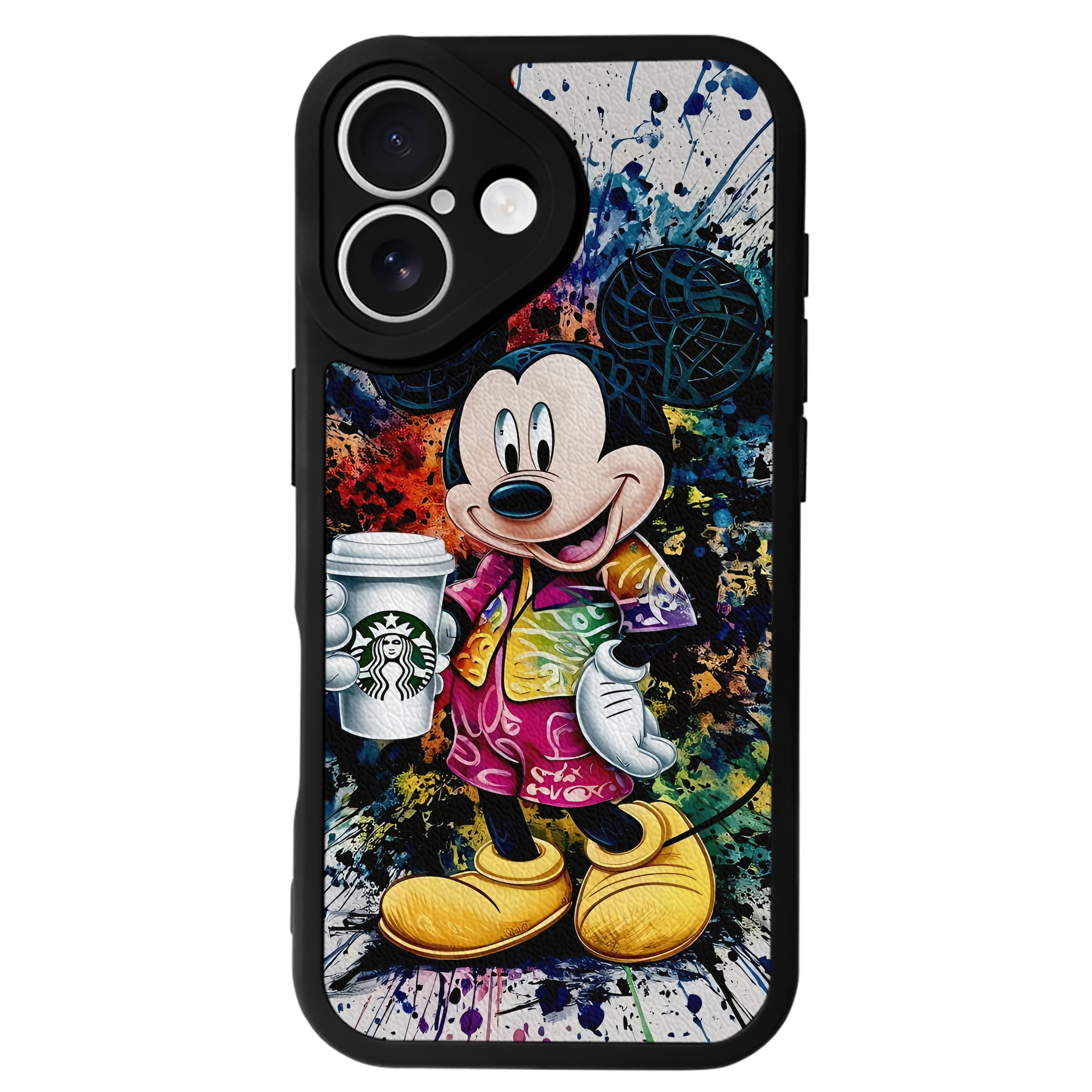 （画像用） ミッキーマウス Mickey Mouse 【iPhone 16シリーズ対応】シリコンスマホケース（レザー調） 材質：シリコン
